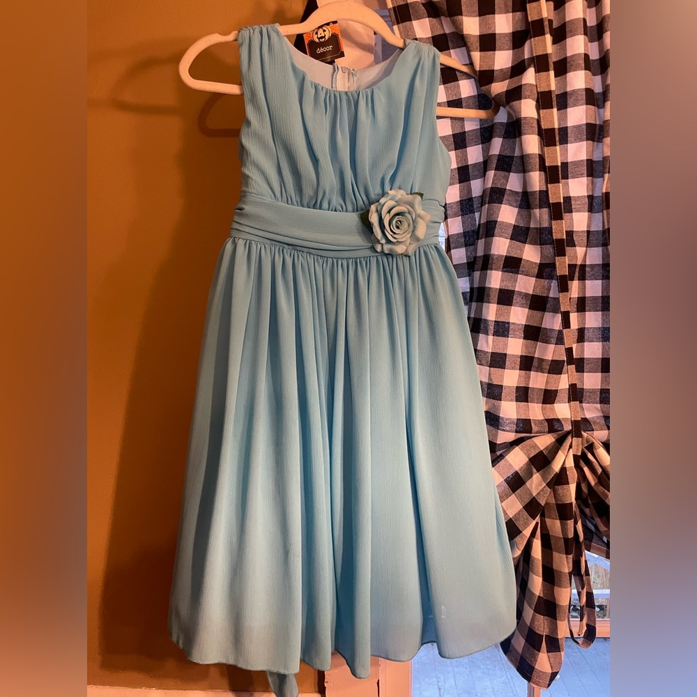 Girls sky blue dress with flower